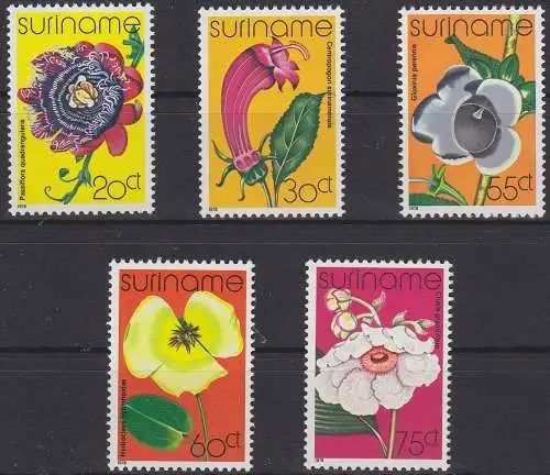 Suriname 807-811 postfrisch MNH, Blumen Blüten Flowers #RA031