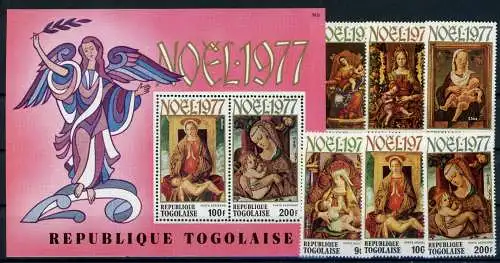 Togo 1260-1265 + Bl 122 postfrisch Weihnachten #IJ254