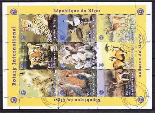 Niger 1386-1394 gestempelt als Kleinbogensatz, Tiere #RE359