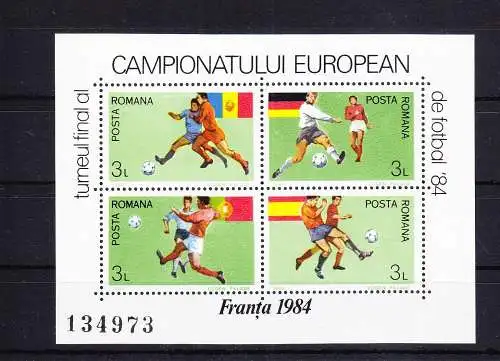 Rumänien Block 206 mit 4054-4057 postfrisch Fussball #RF708