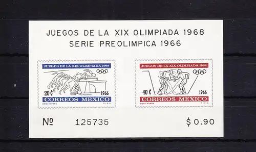 Mexiko Block 5 mit 1219-1220 postfrisch Olympische Sommerspiele #RF741