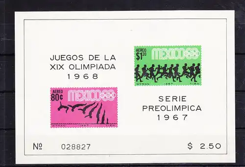 Mexiko Block 9 mit 1250-1251 postfrisch Olympische Sommerspiele #RF772