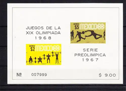 Mexiko Block 10 mit 1252-1253 postfrisch Olympische Sommerspiele #RF779