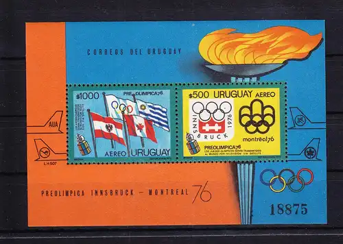 Uruguay Block 25 mit 1352-1353 postfrisch Olympische Sommerspiele #RG266