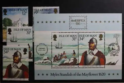 GB Isle of Man Block 8 und 313-316 postfrisch Schiffe #RO047