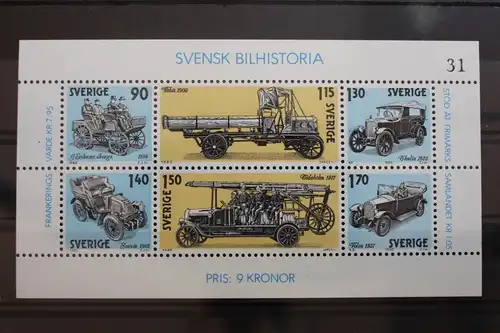 Schweden Block 8 mit 1118-1123 postfrisch Automobil #RM680