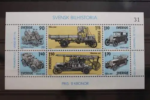 Schweden Block 8 mit 1118-1123 postfrisch Automobil #RM680