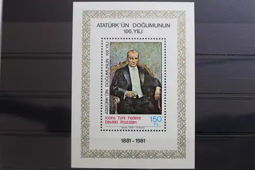 Türkisch-Zypern Block 2 mit 100 postfrisch Geburtstag Atatürk #RM714