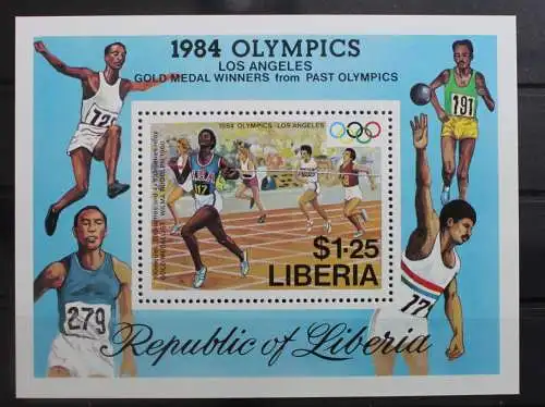 Liberia Block 108 mit 1310 postfrisch Olympische Spiele #RN223