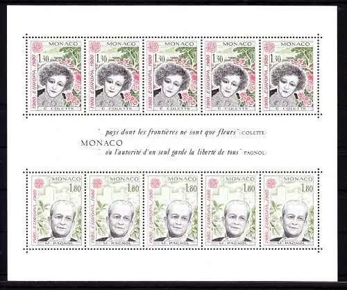 Monaco Block 16 mit 1421-1422 postfrisch Persönlichkeiten #RN926