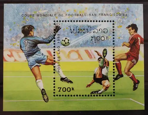 Laos Block 138 mit 1266 postfrisch Fußball WM 1994 #RL272