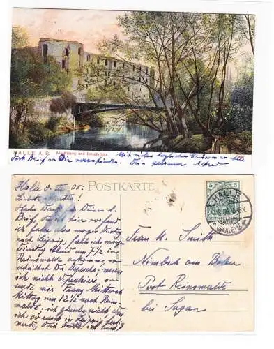 AK Halle Saale Moritzburg mit Burgbrücke 1908 #PA098