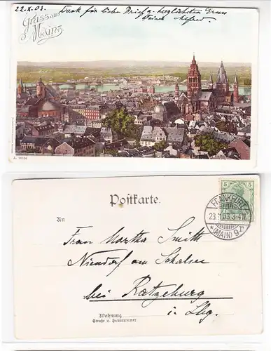 AK Mainz Stadtansicht mit Dom und Rhein 1903 #PA110