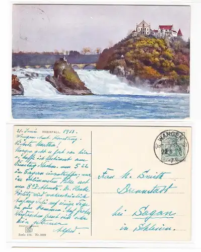 AK Schaffhausen Rheinfall Schloss Laufen 1913 #PA132