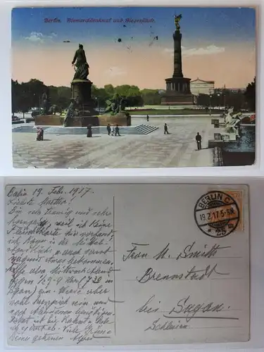 AK Berlin Bismarck Denkmal und Siegessäule 1917 #PA285