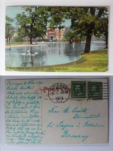 AK Chicago Illinois Duck Pond Washington Park 1911 #PA412