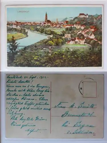 AK Landshut Ort und Burg Trausnitz 1912 #PA641