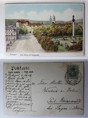 AK Stuttgart Altes Schloss mit Schlossplatz 1904 #PA589