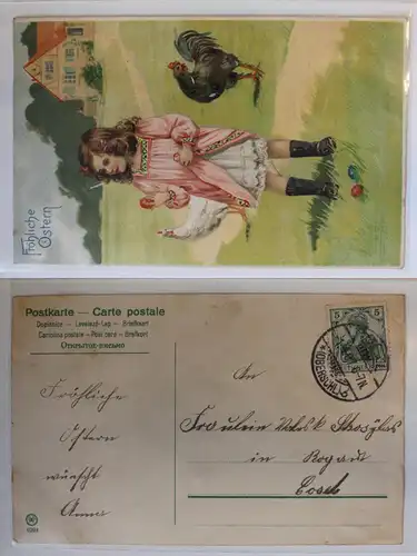 AK Fröhliche Ostern Stempel Cosel Oberschlesien 1907 #PC110