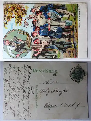 AK Soldaten Stiefel weich machen 1913 mit Stempel Glatz #PC054