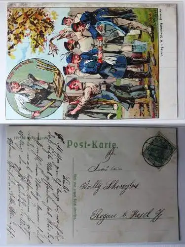 AK Soldaten Stiefel weich machen 1913 mit Stempel Glatz #PC054