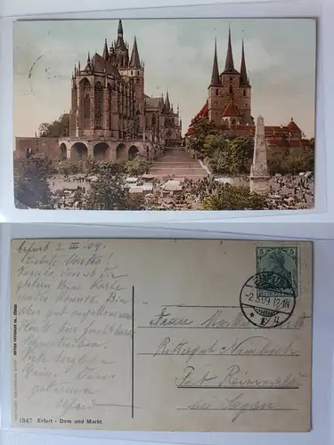 AK Erfurt Dom und Markt 1909 #PA775