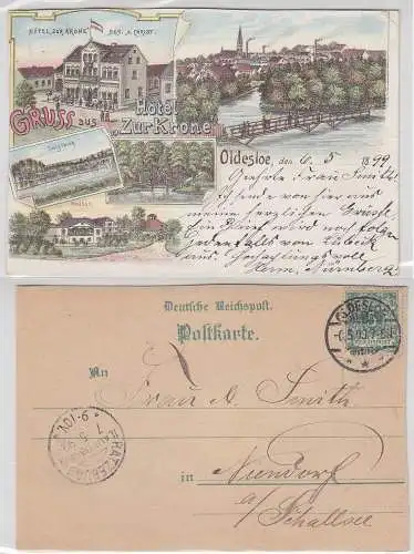 AK Oldesloe Gruss aus Hotel Zur Krone 06.05.1899 #PC270