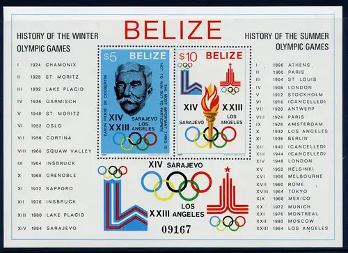Belize Block 36 postfrisch Olympia 1984 #HL269