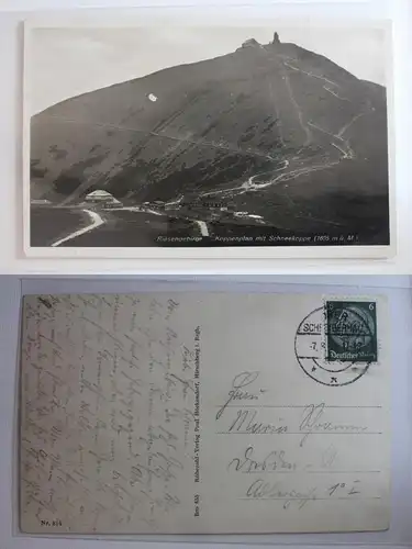 AK Riesengebirge Koppenplan mit Schneekoppe 1936 #PA986