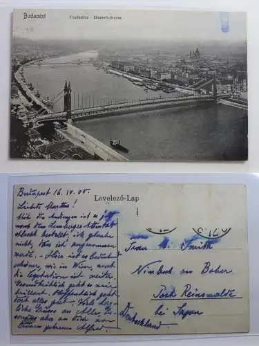 AK Budapest Elisabeth Brücke 1908 #PB324