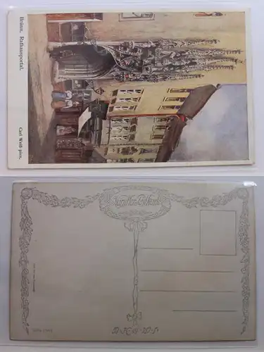 AK Brünn Rathausportal Künstlerkarte #PB266