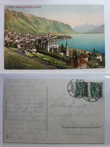AK Montreux et la Dent du Midi 1912 #PB430
