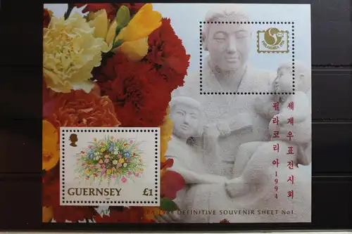 GB Guernsey Block 12 mit 566 postfrisch Blumen #RR762