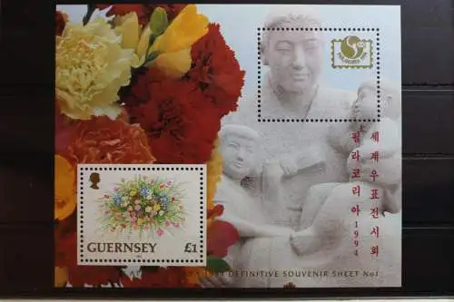 GB Guernsey Block 12 mit 566 postfrisch Blumen #RR762