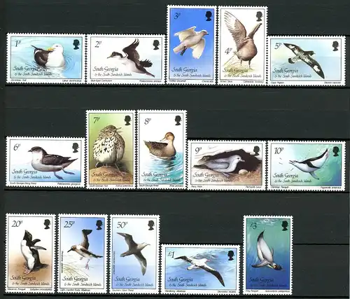 Südgeorgien und Süd-Sandwich-Inseln 150-164 postfrisch Vögel #IJ319