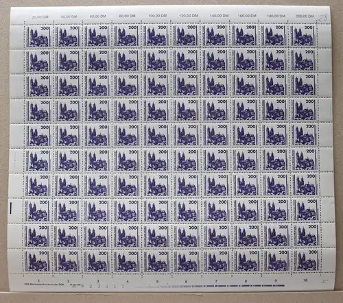 DDR 100er Bogen 3351 postfrisch mit DV und PF I #BW6004