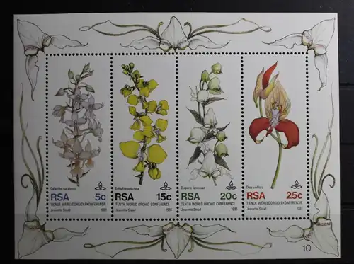 Südafrika Block 12 mit 590-593 postfrisch Orchideen #RS441