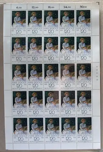 Bund 25er Bogen 988 postfrisch Bogenzählnummer #BW6127