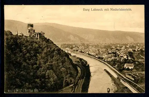 AK Niederlahnstein Rhein-Lahn-Kreis Burg Lahneck 1913 #IU959