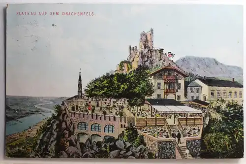 AK Drachenfelsen Plateau auf dem Drachenfelsen 1913 #PD051