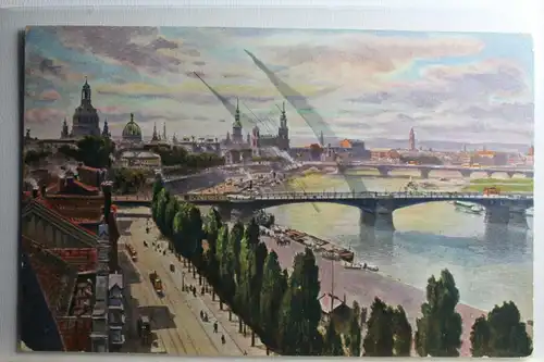 AK Dresden Carola- , Augustbrücke, Altstadt Künstlerkarte 1909 #PD165