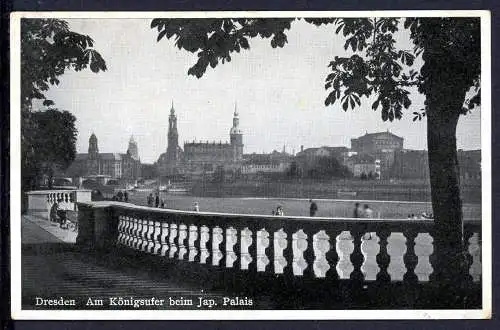 AK Dresden Am Königsufer mit Blick auf kath. Hofkirche um 1920 #IN784