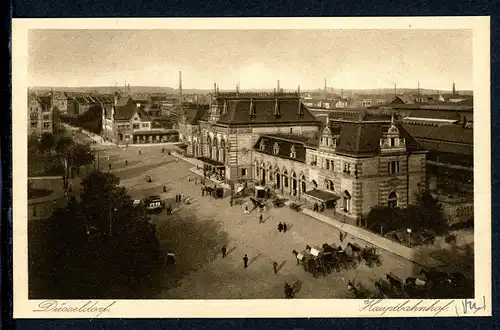 AK Düsseldorf Pferdedroschken vor altem Hauptbahnhof um 1900 #IN758