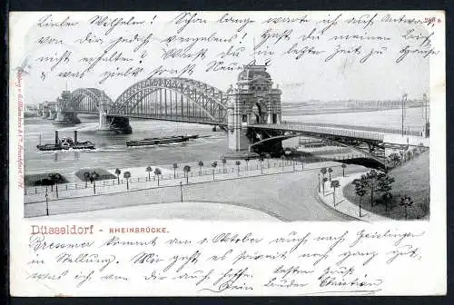 AK Düsseldorf Alte Oberkasseler Brücke mit Raddampfer 1906 #IN775