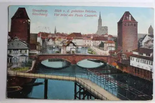 AK Straßburg Blick v. d. gedeckten Brücken 1913 #PC418