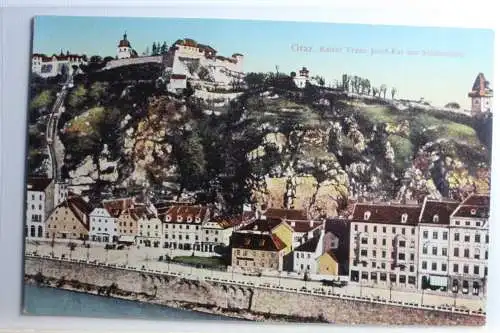 AK Graz Kaiser Franz Josef-Kai mit Schlossberg #PD286