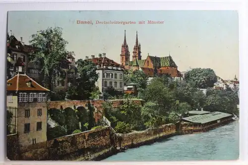 AK Basel Deutschrittergarten mit Münster 1908 #PC423