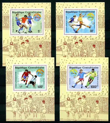 Zentralafrika Sonderblöcke 1436-1439 postfrisch Fußball WM 1990 #GE653