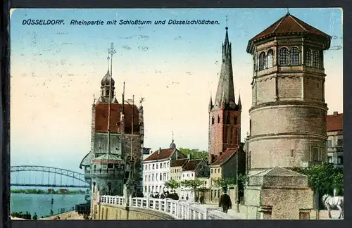 AK Düsseldorf Burgplatz mit Lambertus und Schlossturm 1924 #IN752