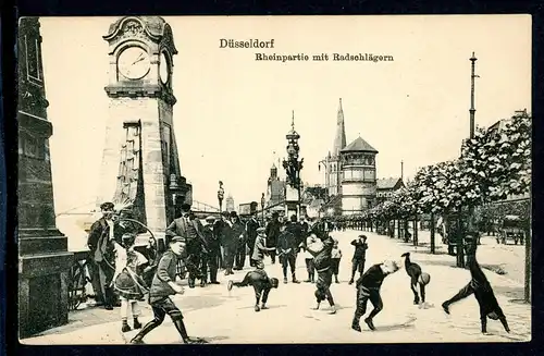 AK Düsseldorf Radschläger auf der Rheinpromenade um 1900 #IN763